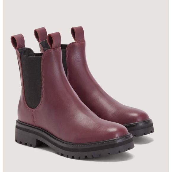 Everlane The Lug Sole Chealsea Boot Burgundy Leather‎ Size 10 - Picture 11 of 13